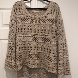 Tan  knit sweater with bell sleeves